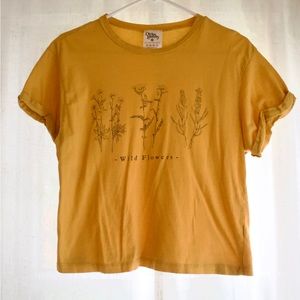 Mustard yellow Flower Crop Top